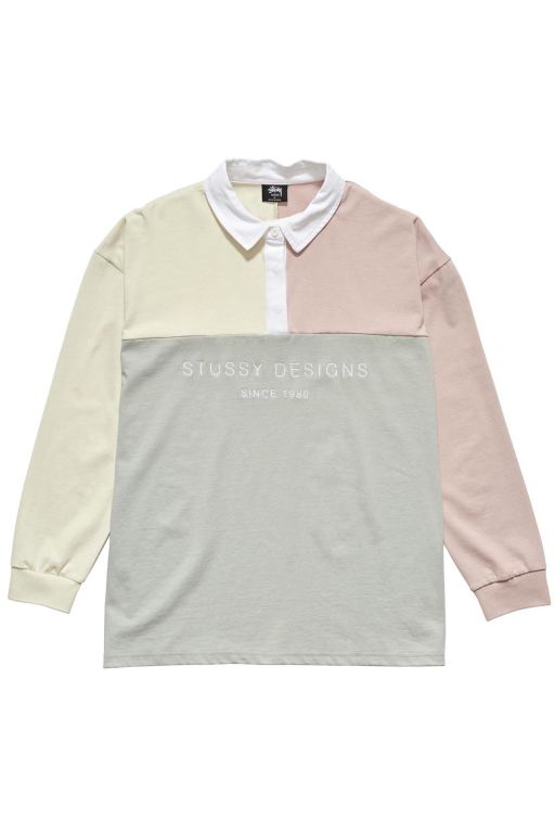 Stussy Womens Hazel Panelled Rugby Shirts Grey - OYSDZ2675